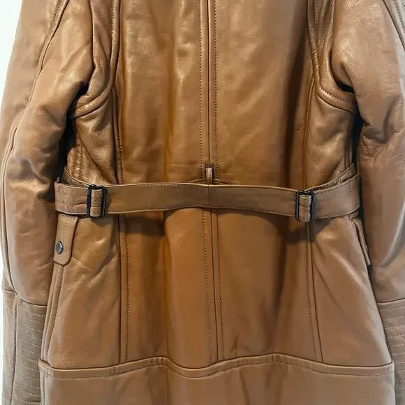 NWT Christian Reed Leather Long Aviator Jacket Medium - Picture 8 of 10